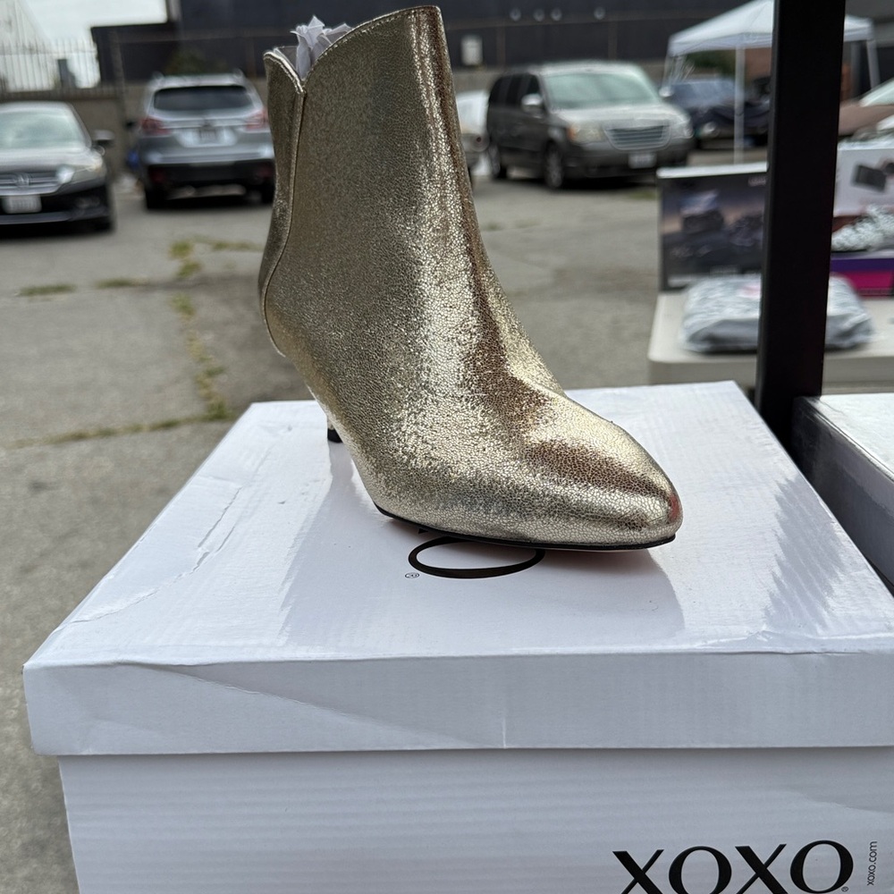 XOXO Metallic Gold Ankle Boots